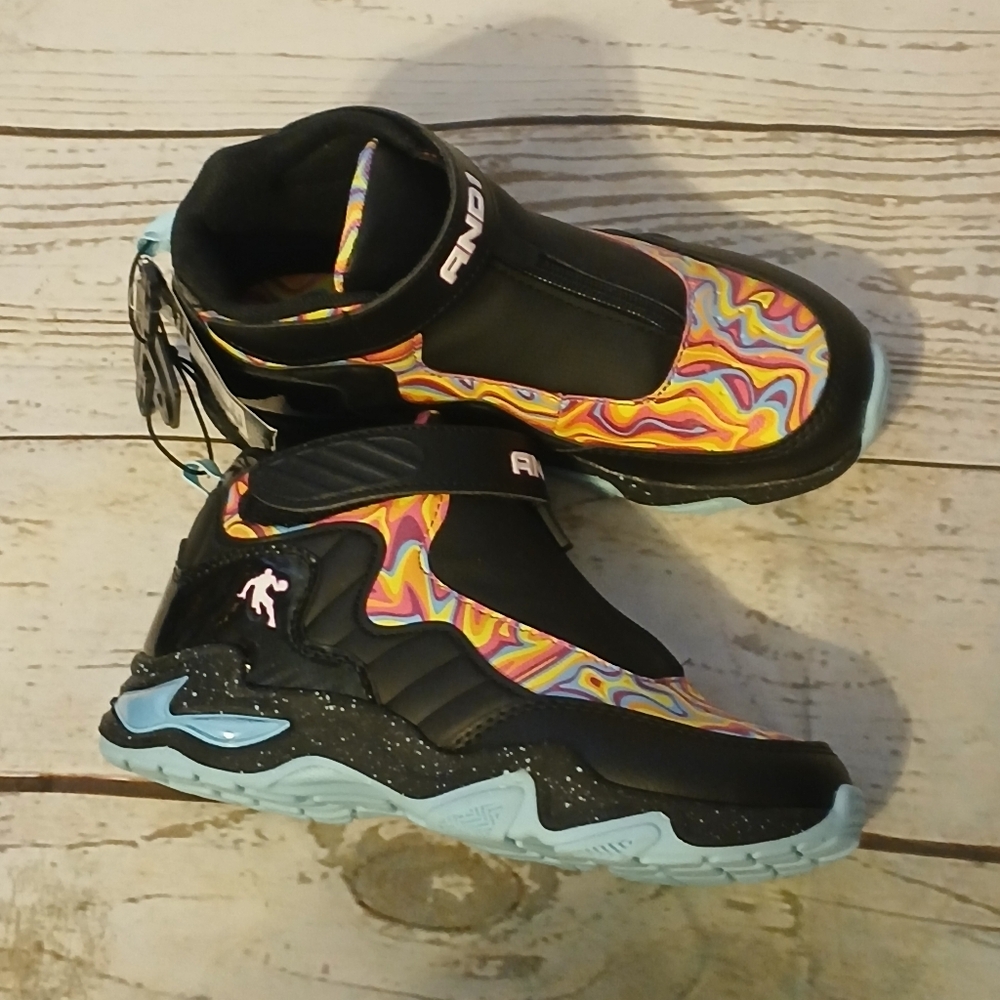 AND1 Beast Mode Kids' Black and Multicolor Sneakers Size 3